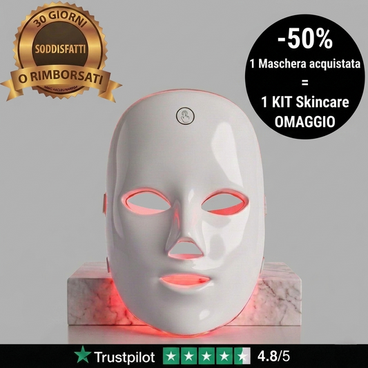 Maschera Viso LED a 7 colori per una pelle senza imperfezioni in poche settimane.